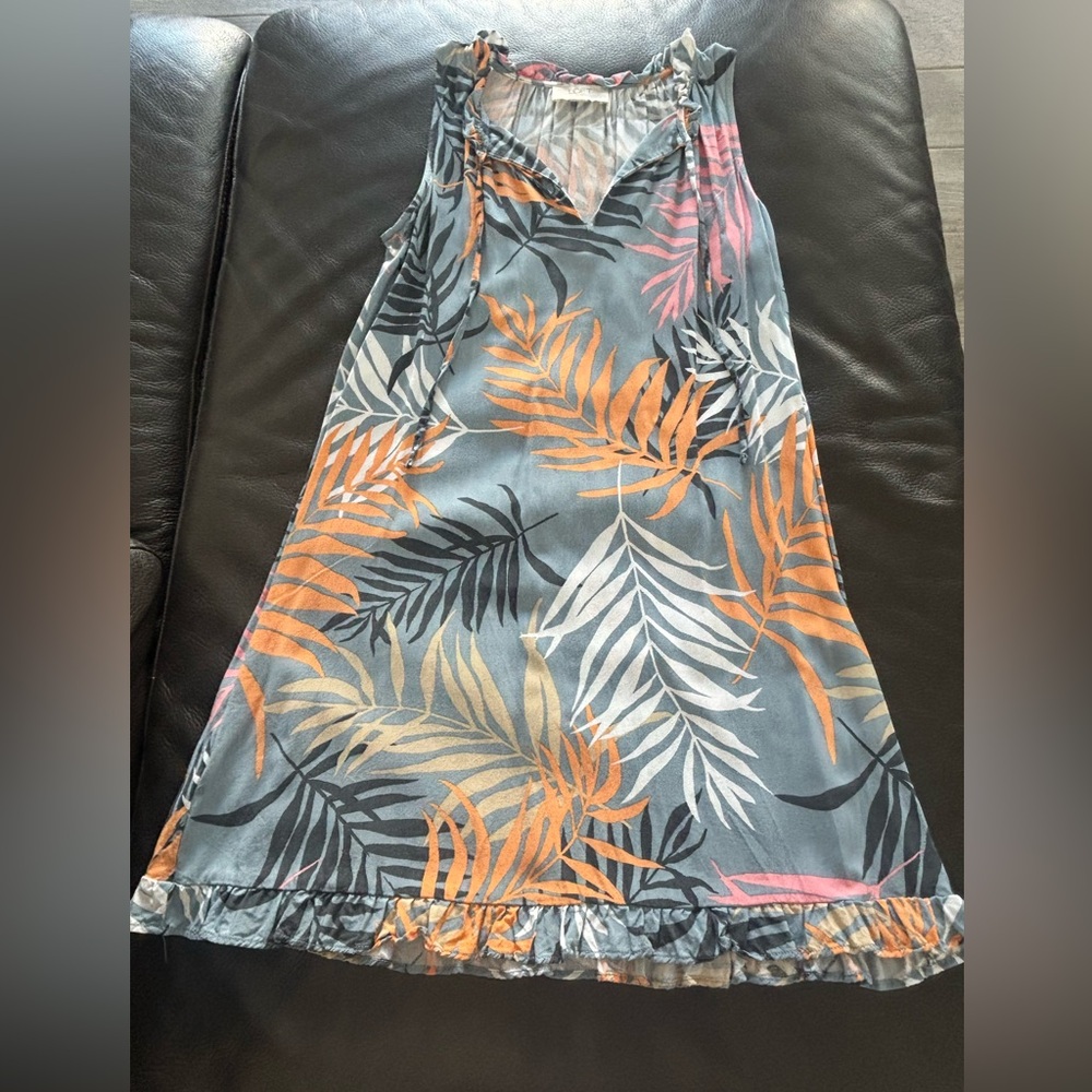 LOFT Multicolor Leaf Pattern Sleeveless Dress Siz… - image 1